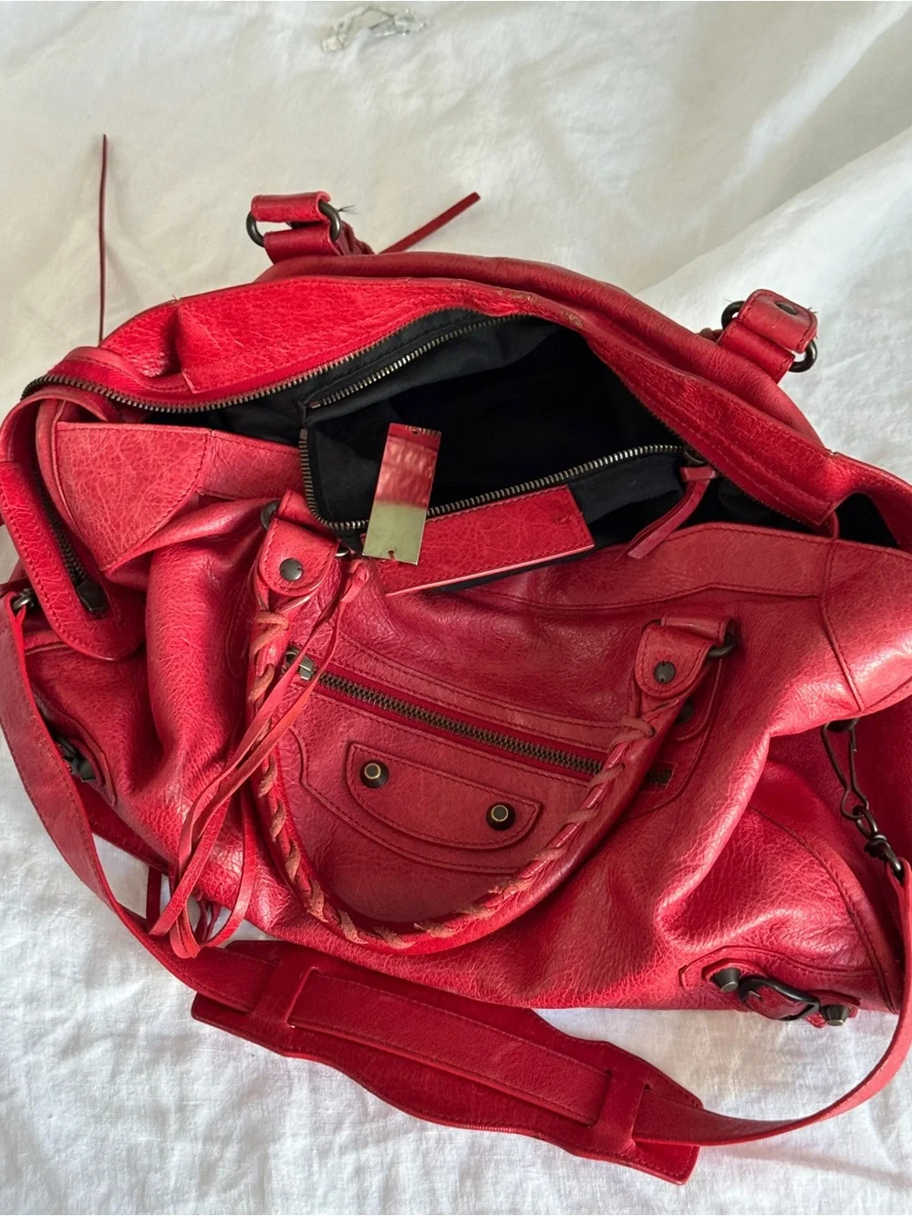 Vintage Red Balenciaga Lambskin Classic City Bag - Picture 12 of 13